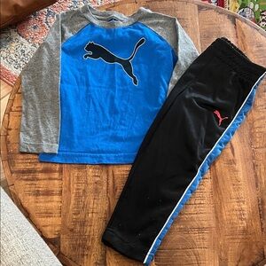Puma Kids Black and Blue Joggers